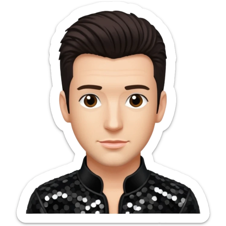 JC Chasez from 'N Sync with dark brown hair, black sequin outfit, light skin sticker