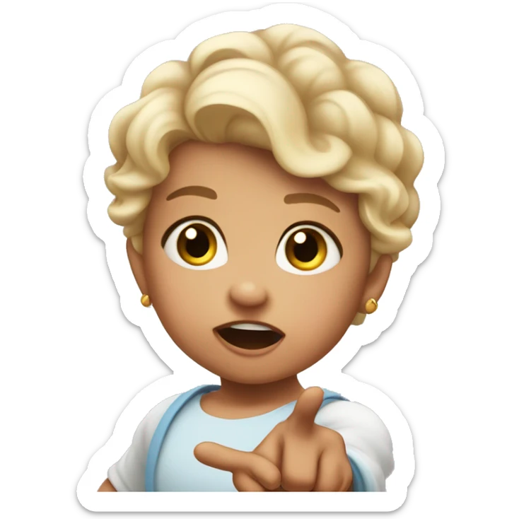 very super extra furious baby girl toddler pointing with hand at someone sticker