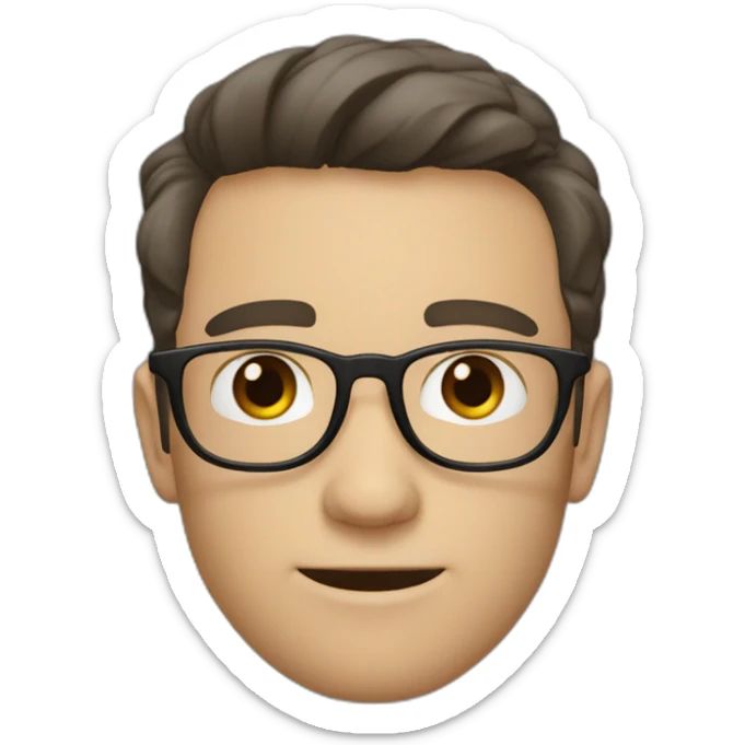 skinny white male wearing rounded eyeglasses with brown eyes and dark hair and not full Beard  sticker