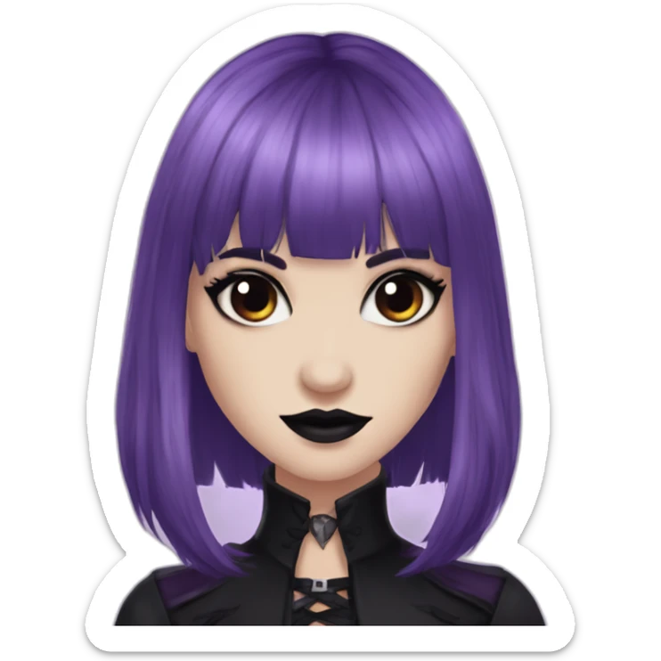 Elissabat-with-bangs-long-hair-dark-purple-and-black-vampire-goth-makeup-pinkeyes-romanticgothcloses- sticker