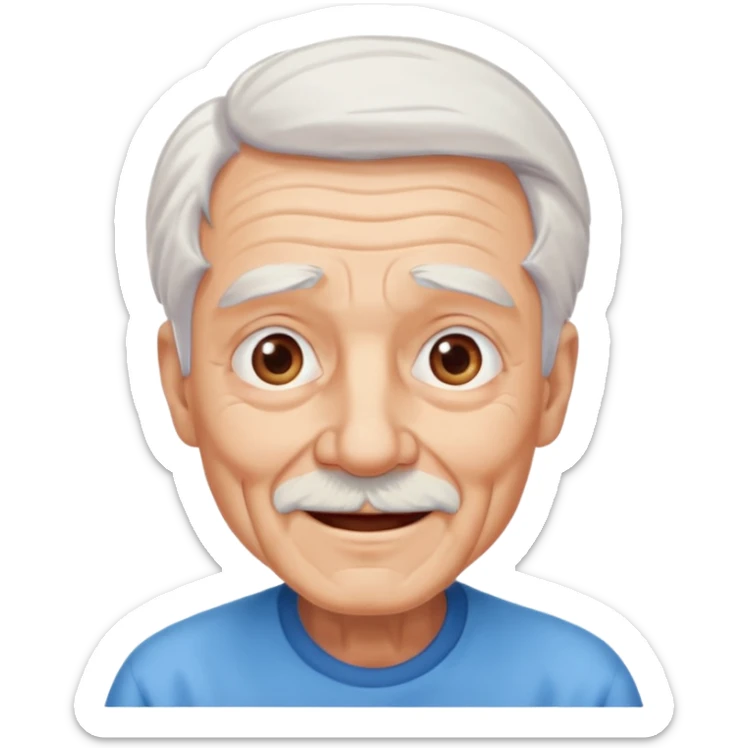 Abuelo hombre, muchas arrugas, aspecto feliz, el pelo blanco sticker