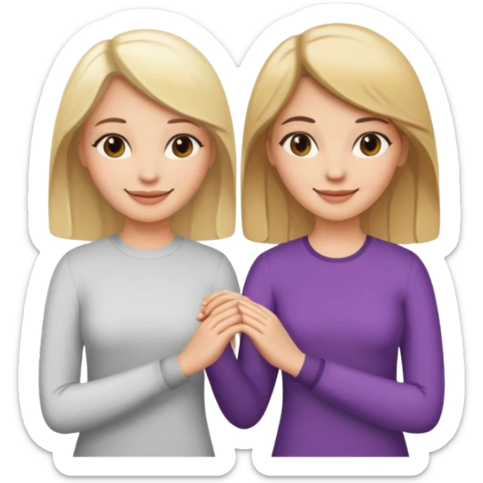 blonde woman and brunette woman holding hands sticker