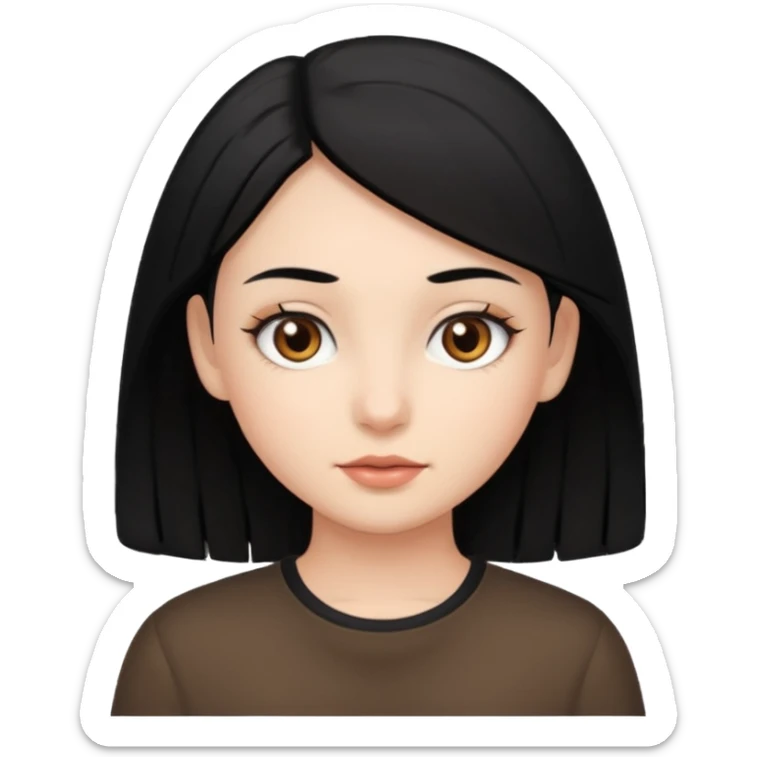 Siyah saçlı (kısa saç) kız beyaz tenli açık orta kahve gözlü kahverengi kaşlı sticker