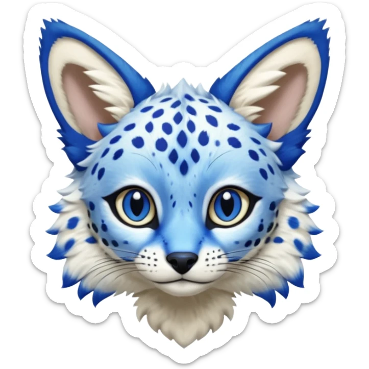 Cobalt-blue, sapphire-spotted, white-bellied, exotic Serval-sergal-Trico-fusion-animal-hybrid sticker