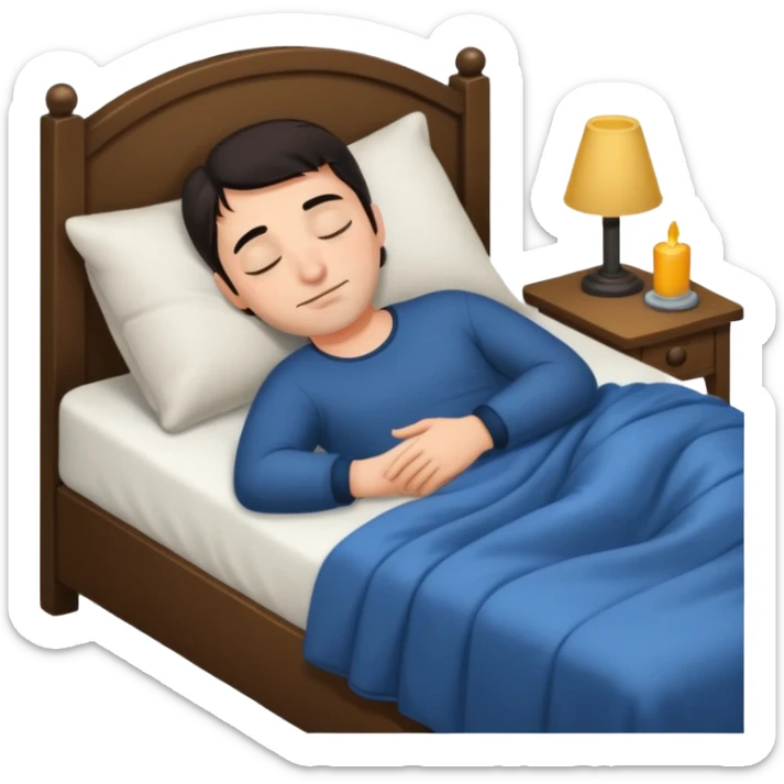 Rich man sleeping in a bed at night, dark hair, he is german very beautiful looks sticker