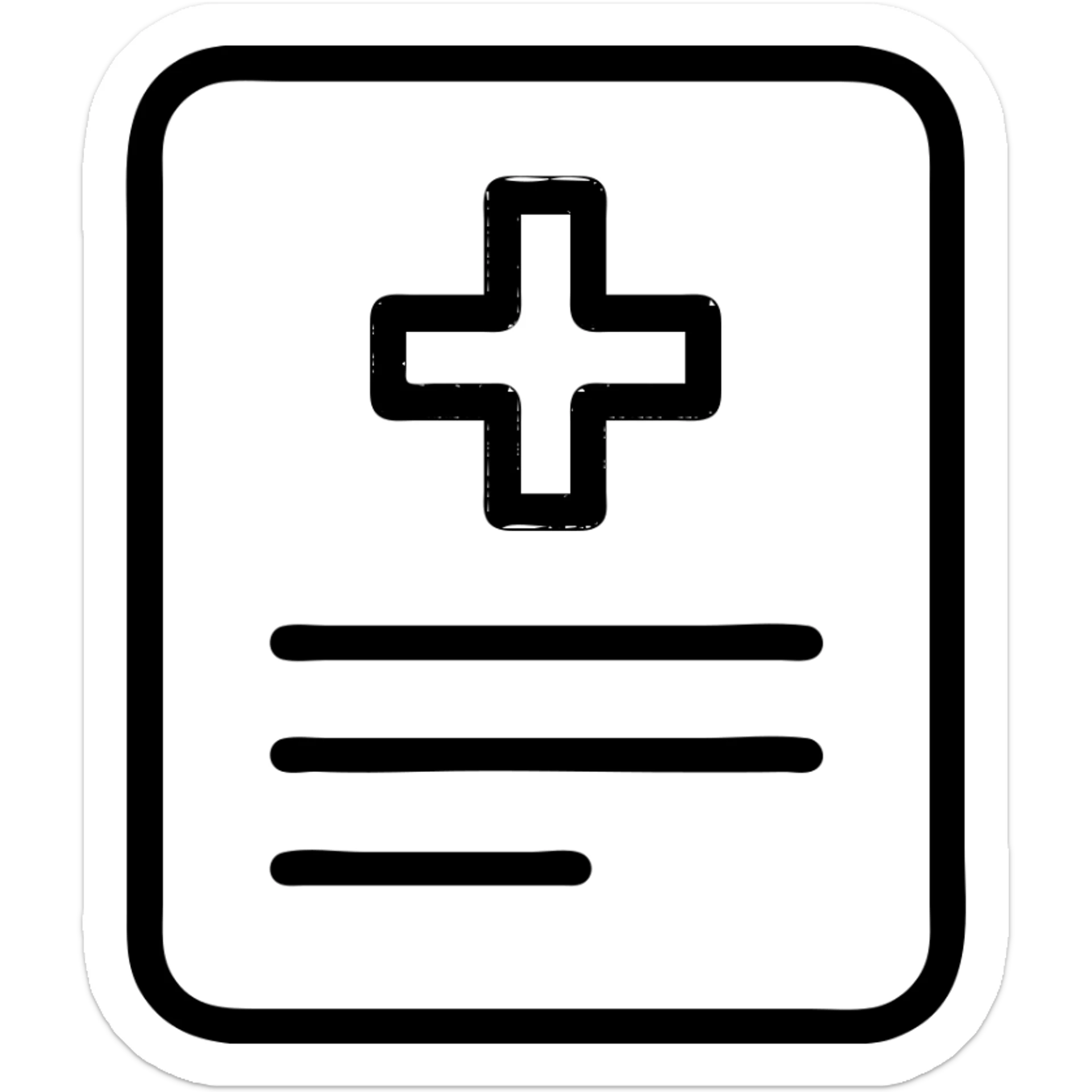 icon of a test paper with a red medical cross, clean and modern style sticker