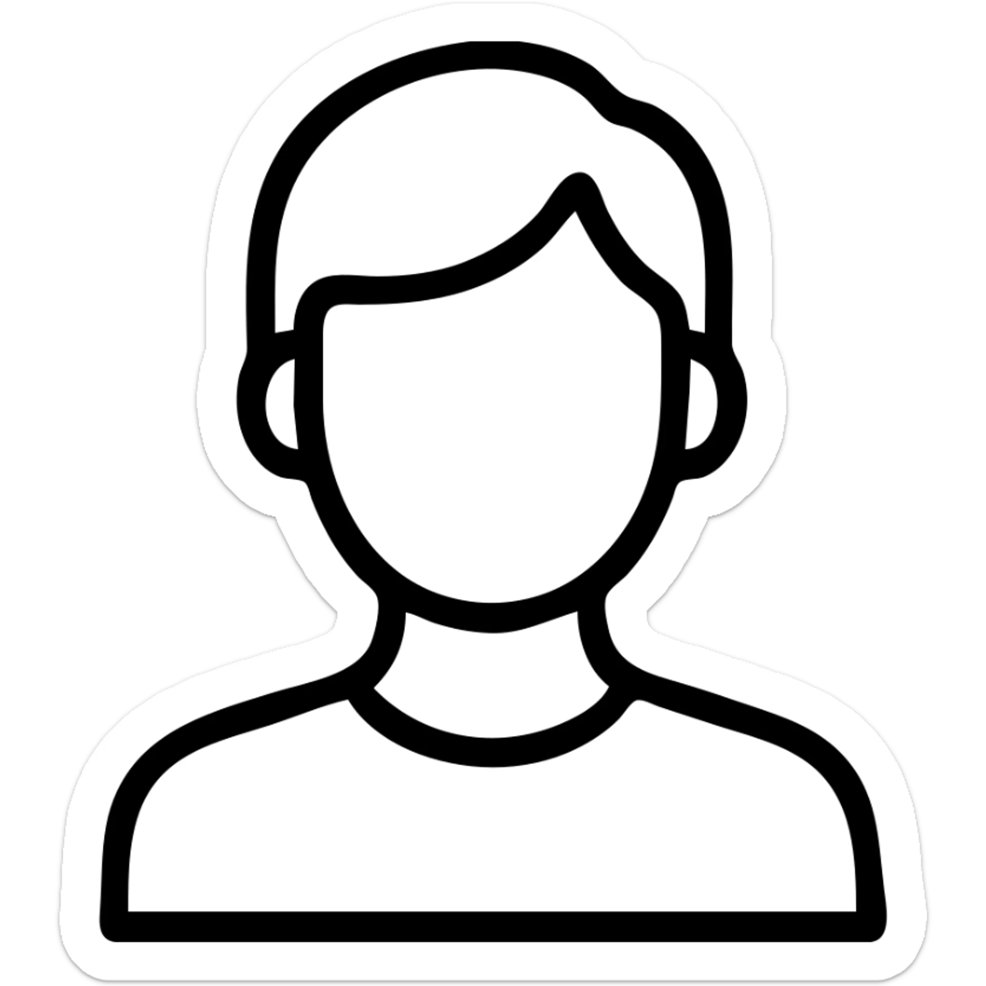 icon style illustration of a person with blue hair, simple and clear design sticker