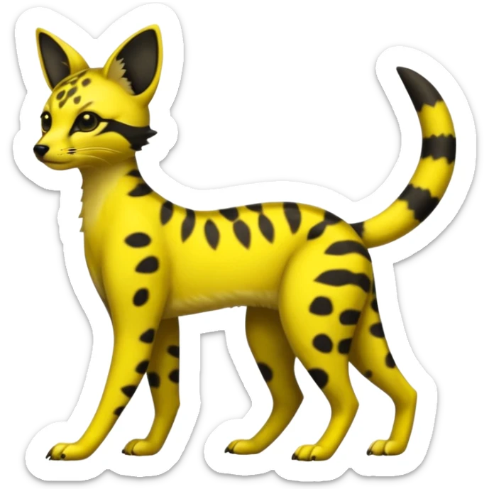 Neon yellow Umbreon-Genet-Civet-Bastet-Cheetah-Hybrid (Full body) with black markings sticker