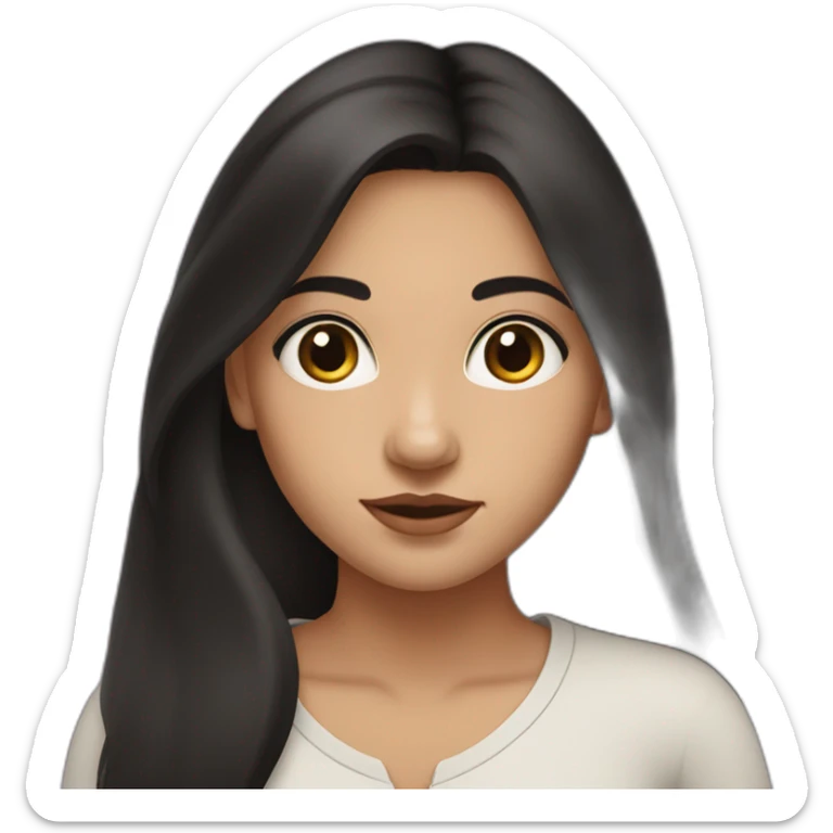 metis girl with dark brown eyes and long black Smooth hair sticker
