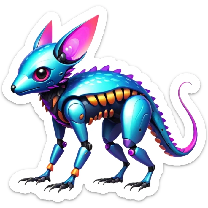  exotic shiny colorful futuristic modern cyber-Fakémon-Digimon-Trico-Vernid-creature sticker