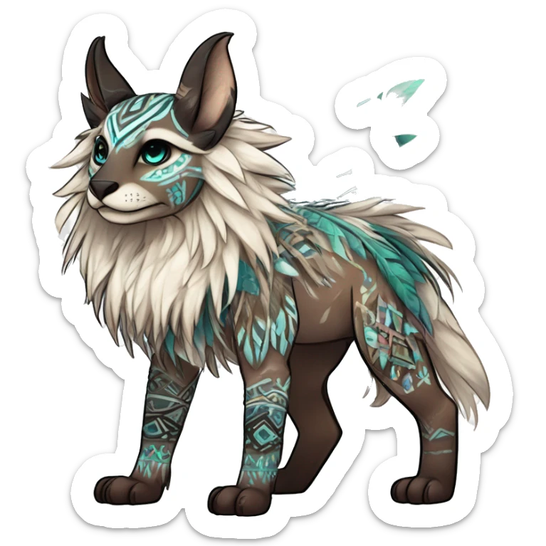 cute Kawaii edgy ethereal shy epic tribal fantasy animal fursona Fionbri creature by griffsnuff & LiLaiRa & Falvie with exotic colors with intricate patterns full body sticker