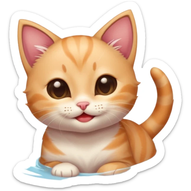 A kitten feeling a whirlpool of happiness. Blushing and feeling in love, grinning and smiling and making a kissy face. Something sweet and perfect to send to someone you love, not a familiar love something more deep and profound sticker