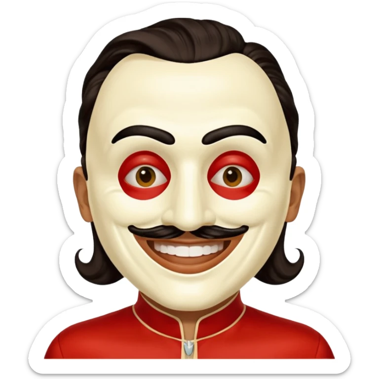Emoji de la película La casa de papel máscara y la ropa rojo y la máscara color crema  realista  sticker