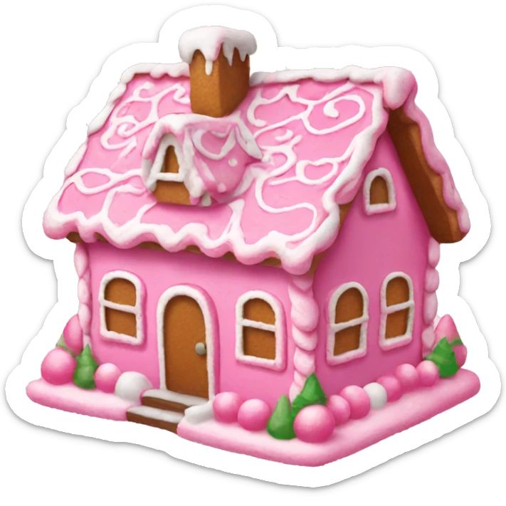 Pink gingerbread house sticker