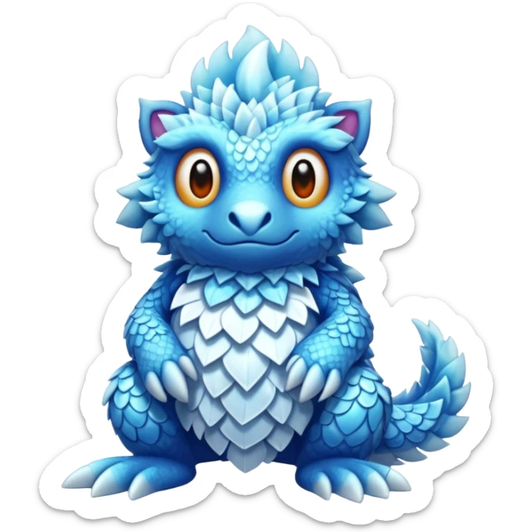 Icy glistening flaky scaly furry flurry realistic cozy boreal boreal-lupus-Lunaray-Manectric-Absol-Luxray-Bobcat-Fakémon-fusion-animal-creature, full body  sticker