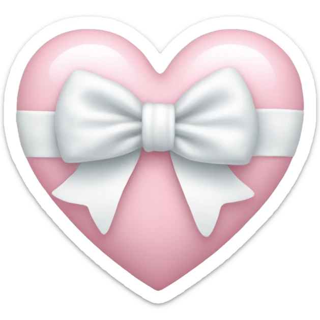 Pastel pink heart with white bow sticker