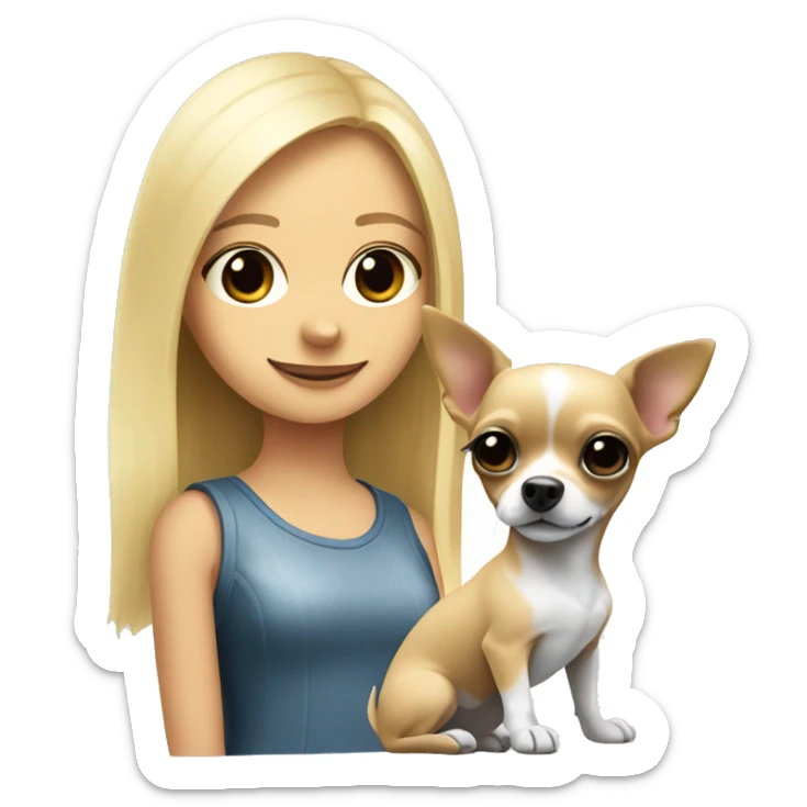 black and white chihuahua and a blonde girl  sticker