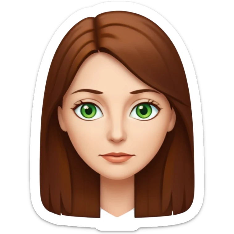 Pretty middle age woman with green eyes and long straight brown hair  sticker