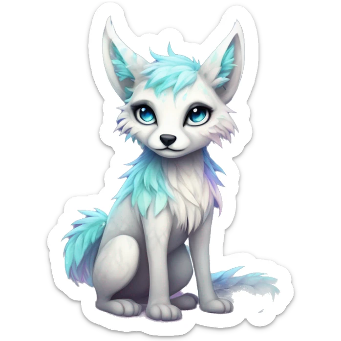 Cool cute Kawaii edgy ethereal futuristic modern fantasy animal sparkle fursona Fionbri creature by griffsnuff & LiLaiRa & Falvie full body sticker