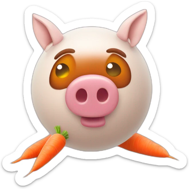 3d sphere with a cartoon large carrots Pig skin texture with highfalutin eyes sticker