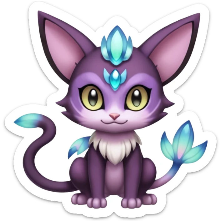 Smooth Soft Dark Pastel Meloetta-Purrloin-Gatomon-Trico-Pokémon-Digimon-Fakémon-fusion-hybrid-creature sticker