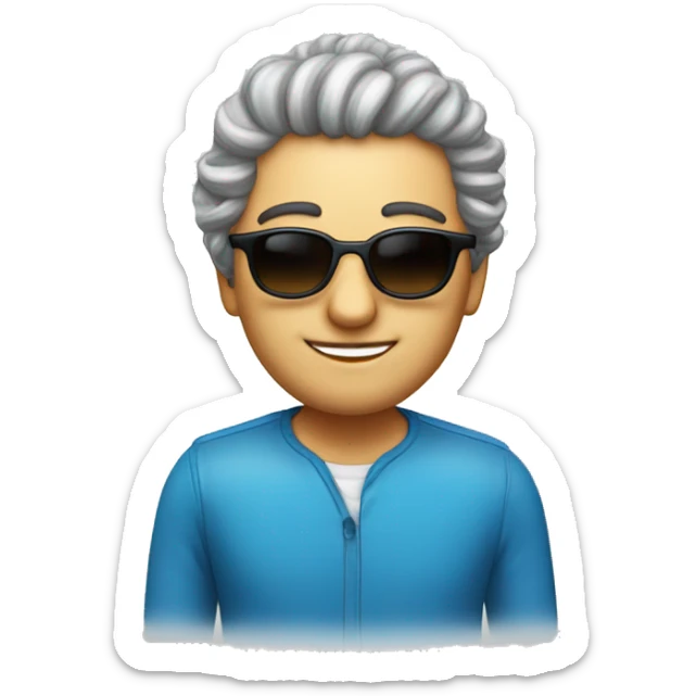 un personnage qui a les cheveux long boucle avec des lunettes de soleil bleu sticker