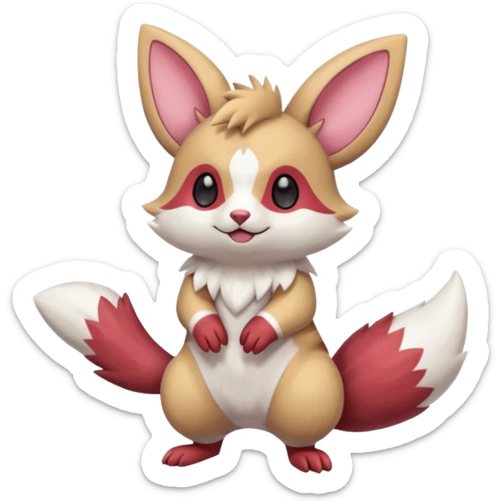 Cute adorable pastel Furret-Minccino-Zangoose-Buizel-hybrid-fusion, full body sticker