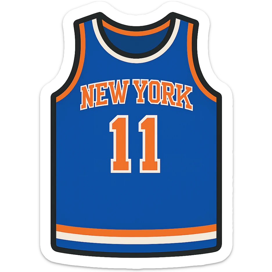 flat toon style new york knicks basketball jersey featuring the number 11 sticker
