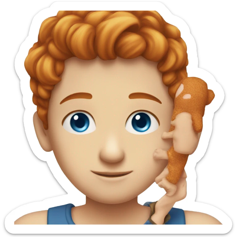 Boy with ginger hair and blue eyes kissing a girl with brown hair and blue eyes  sticker