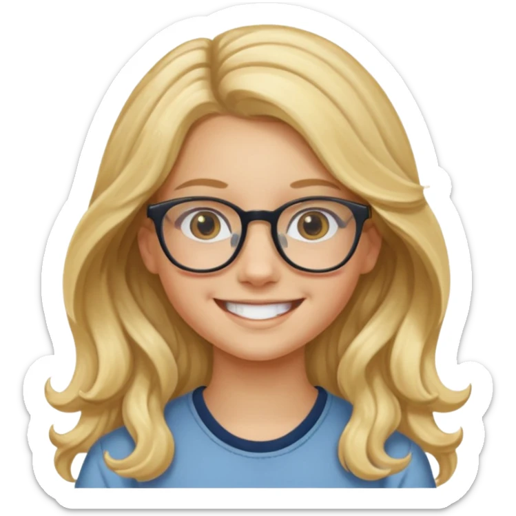 Fille 13 ans qui a des cheveux long et blond et wavy avec des lunettes sticker