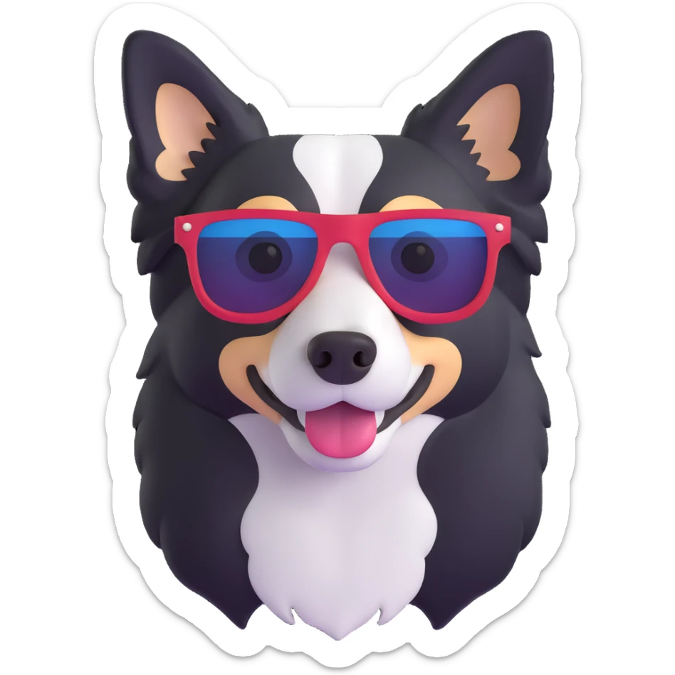 border collie wearing sunglasses sticker