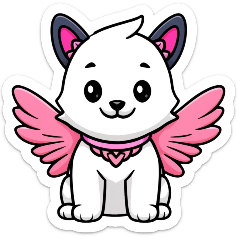 cute dog wearing Victoria's Secret angel wings and pink outfit sticker