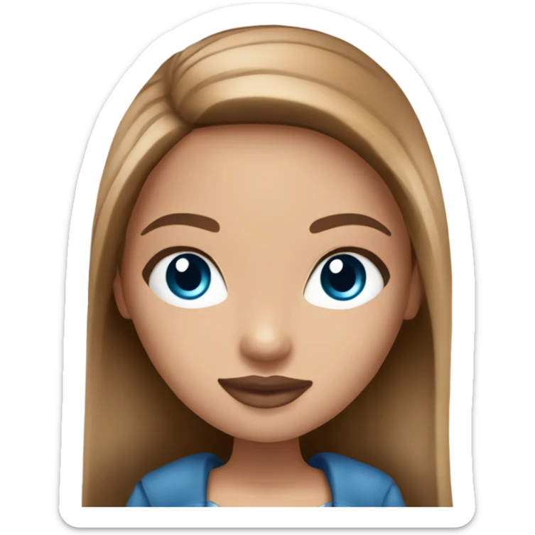 Bratz Beautiful woman, long straight light brown hair, blue eyes, cozy sticker