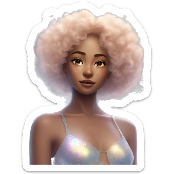 Holographic angel flying with huge wings glitter freckles ethereal sticker