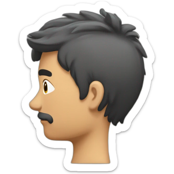 muj con cabello castaño por los hombros con flequillo lacio. Tiene una computadora. sticker