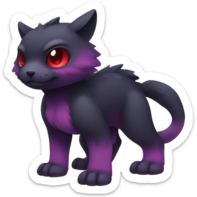 Cute cool dark black red purple animal hybrid Fakemon full body sticker
