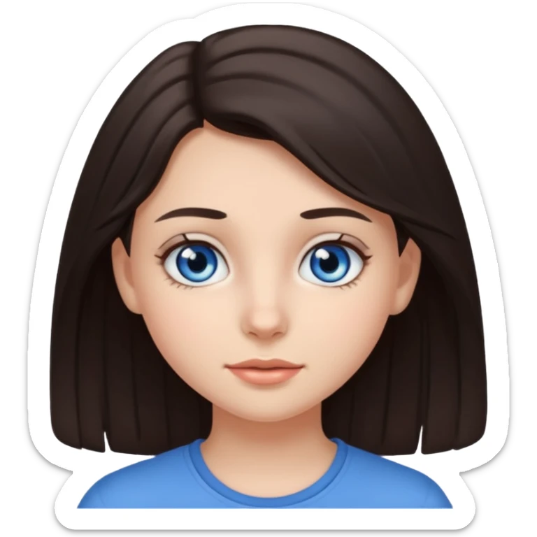 Une fille ado avec les cheveux brun foncé,la peau claire et les yeux bleu grsi sticker