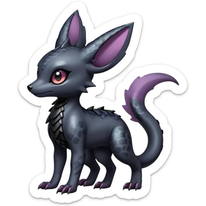 Shiny Dark Cute Majestic Sophisticated Modern Gothic Gloomy Futuristic Scaly Cyber-Salandit-Umbreon-Delcatty-Hybrid (Full body) sticker