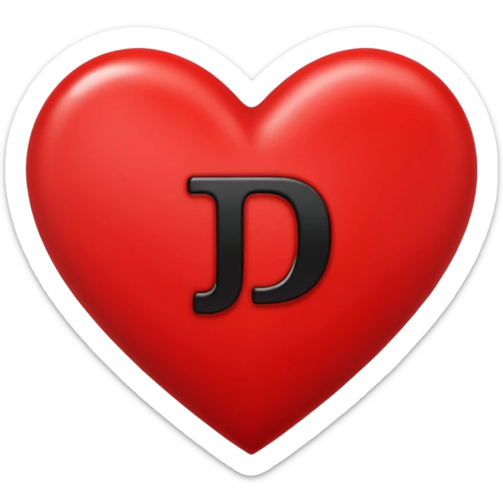 Un corazón grande rojo con la letra" J" en negra y en  mayúscula y en el centro  sticker