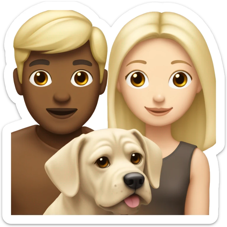 Blonde woman and blonde man with white dachshund and chocolate shar pei  sticker