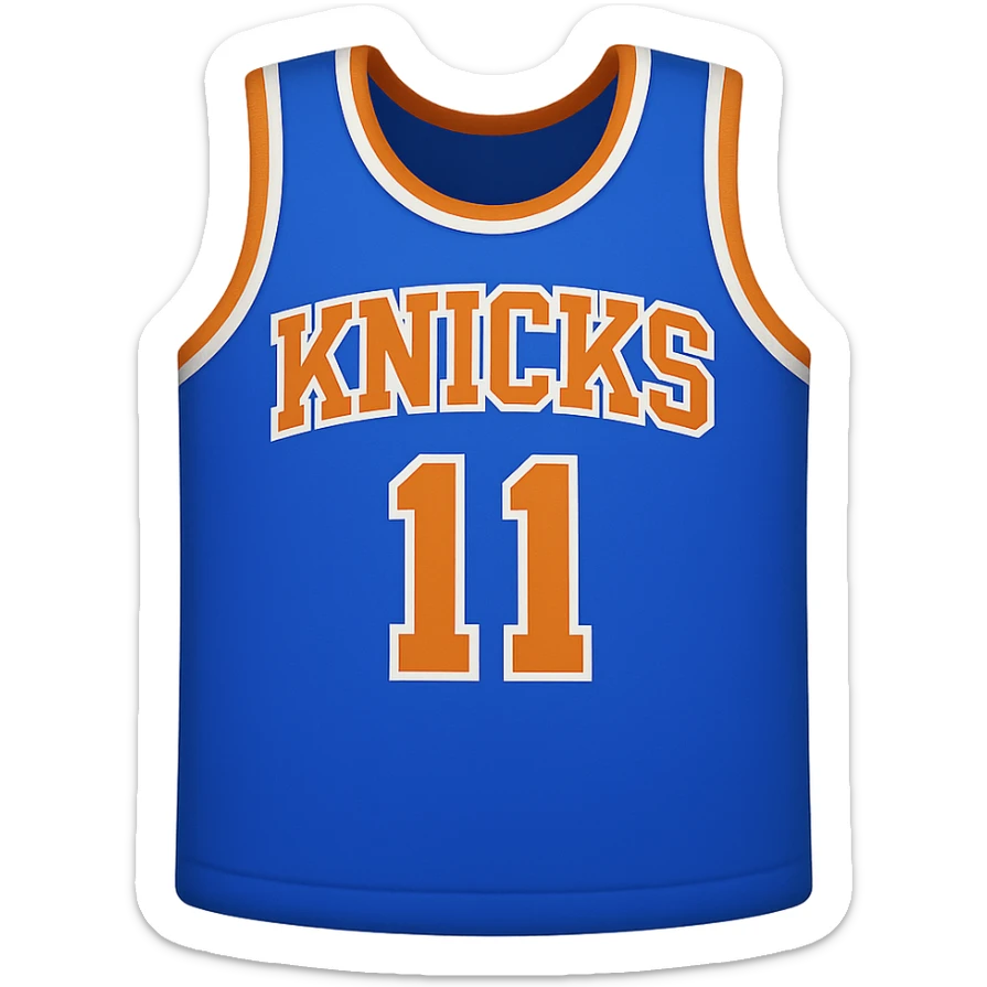 new york knicks basketball jersey featuring the number 11, ios emoji style sticker