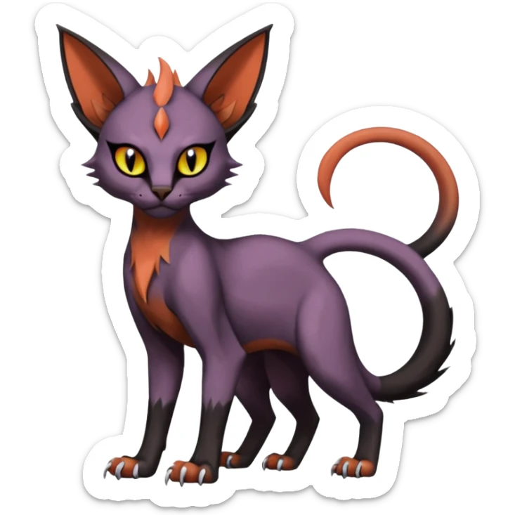 Black edgy Noivern-Purloin-Torracat-Sphynx-Lykoi-Caracal-cat-Fakemon-fusion-hybrid-creature sticker