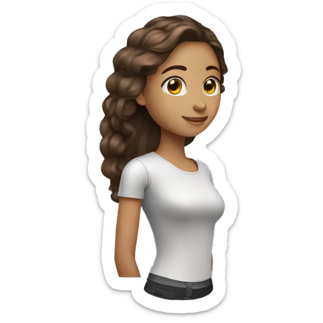 Una robot femenina cabello lacio medio largo color marrón oacuro sticker