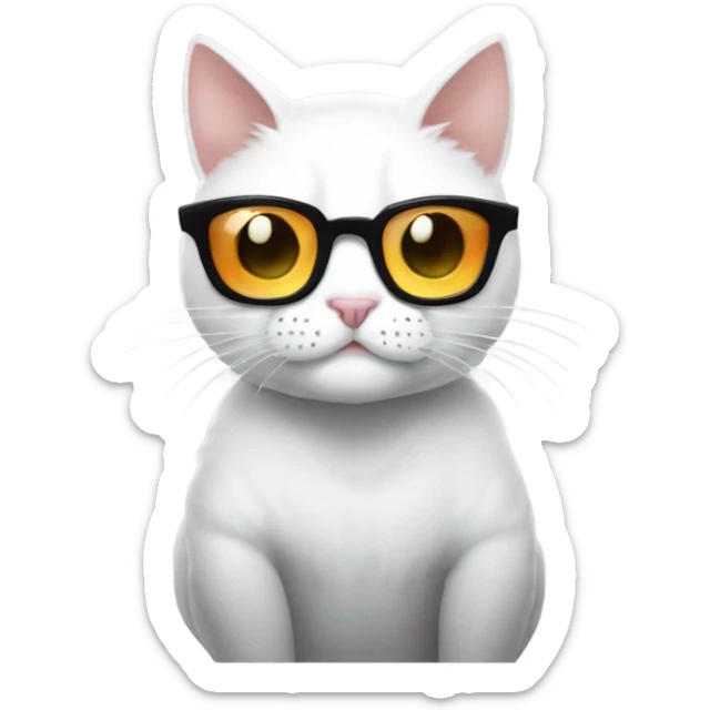 gato blanco parecido al gato de gojo  personaje de jujutsu kaisen con lentes de sol sticker