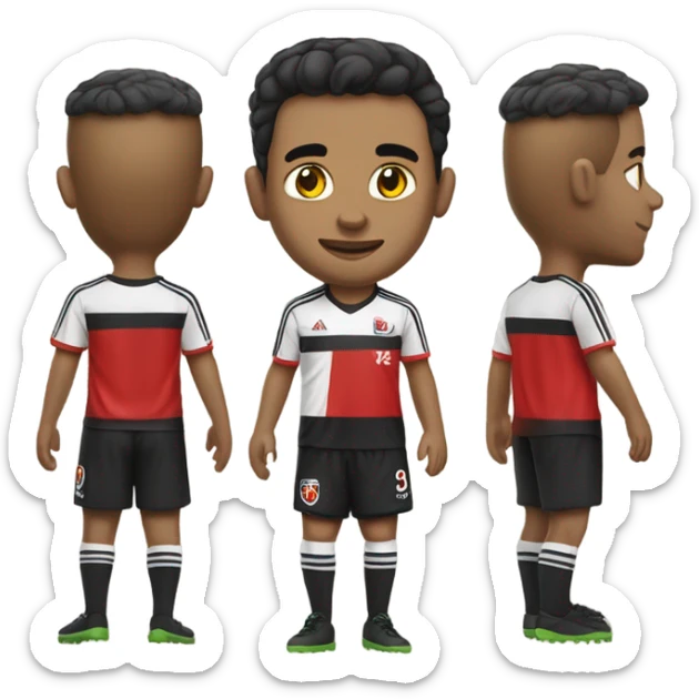 Crie um emoji de galinhas fugindo de uma partida de futebol, as galinhas tem que está vestindo uniforme vermelho e preto  sticker