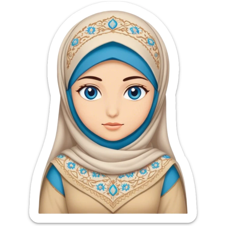Turkish beautiful finish Konya girl blue eyes with hijab and ottoman dress sticker