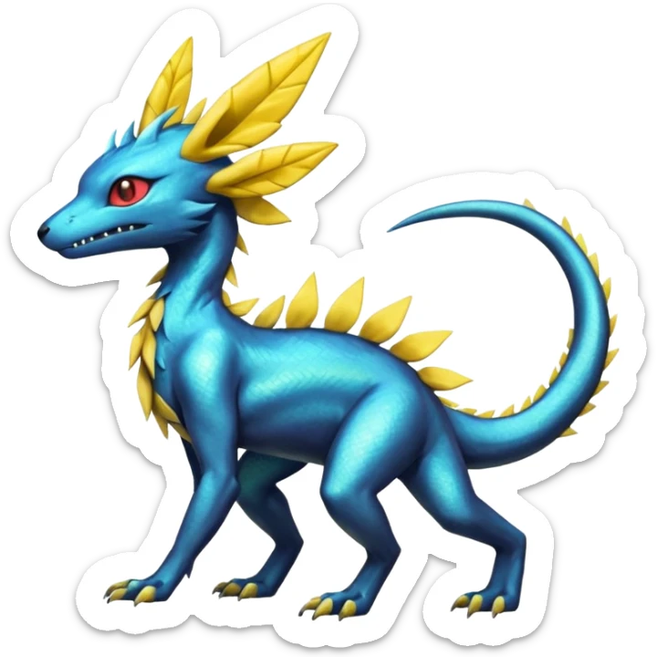 Shiny Iridescent Helioptile-Salandit-Jolteon-Fakémon-hybrid-creature (full body)  sticker