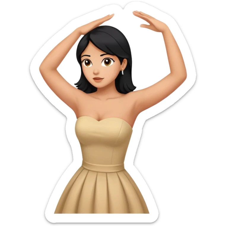 Black hair Latina girl back looking away dress strapless arms up sticker