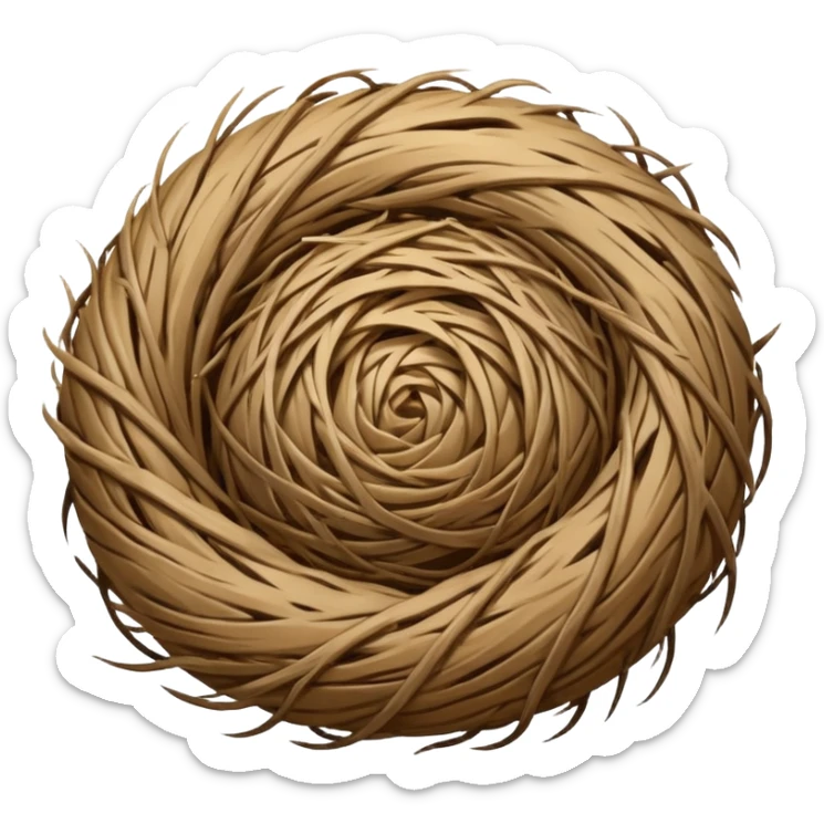 tumbleweed emoji rolling in the center of the frame. The tumbleweed has a round but irregular messy shape, made of thick branches sticker
