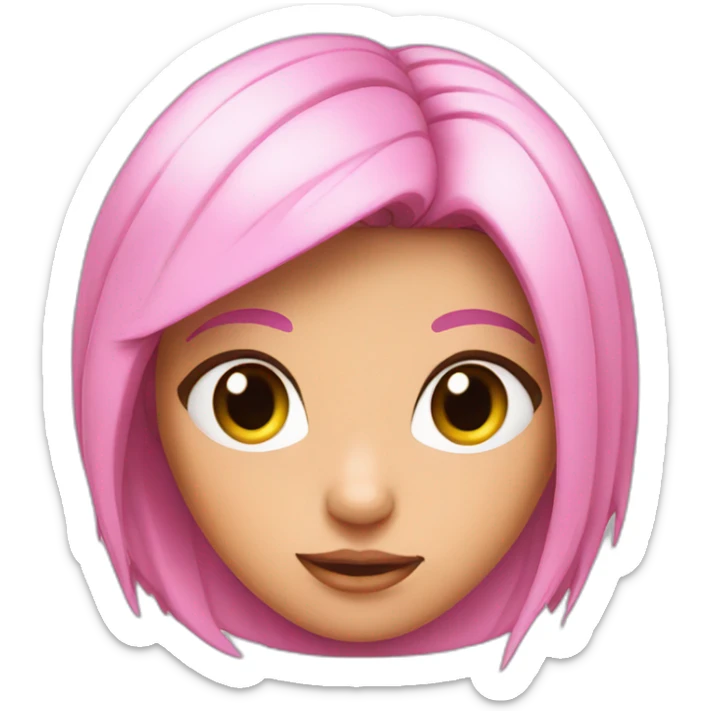 Pink-eyed cartoon girl character with a pinched hair and pink eyes. sticker